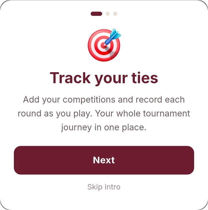 IPBC app screen: Track your ties